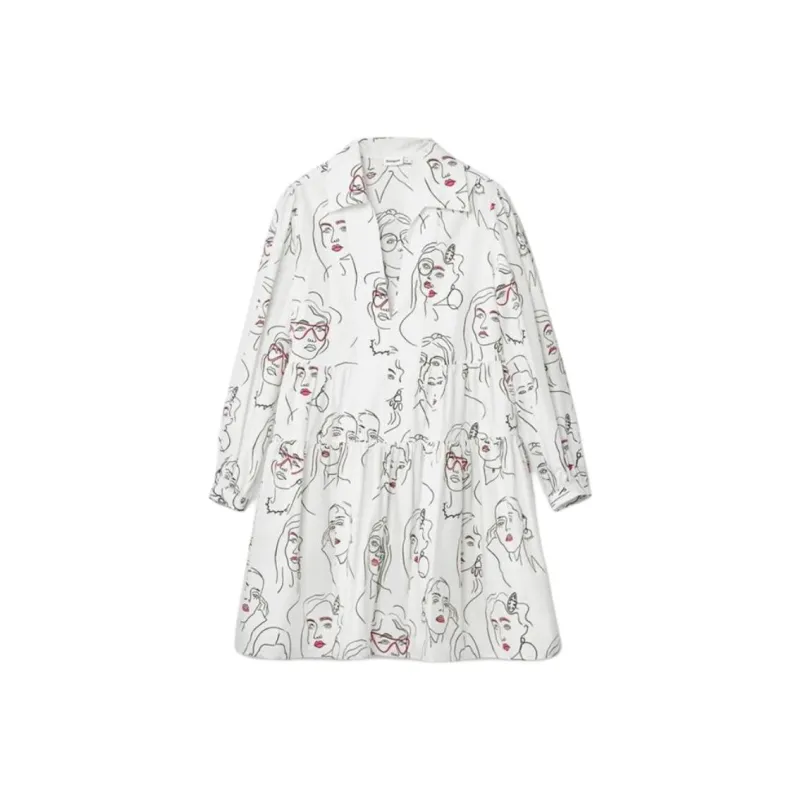 Desigual Long Sleeved Dress Women's White-0