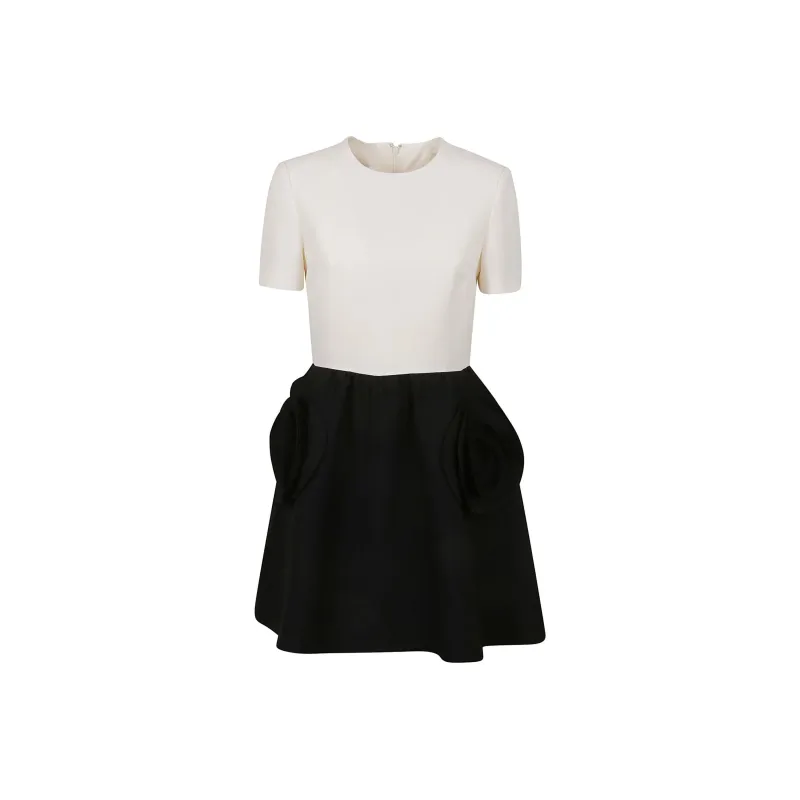 Valentino Short-Sleeved Dresses Women's Black White-0