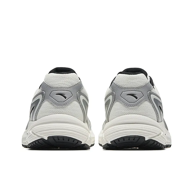 Anta Breathable Lightweight Height Increasing Low Top Casual City Commute Running Shoes Men's White Silver-3