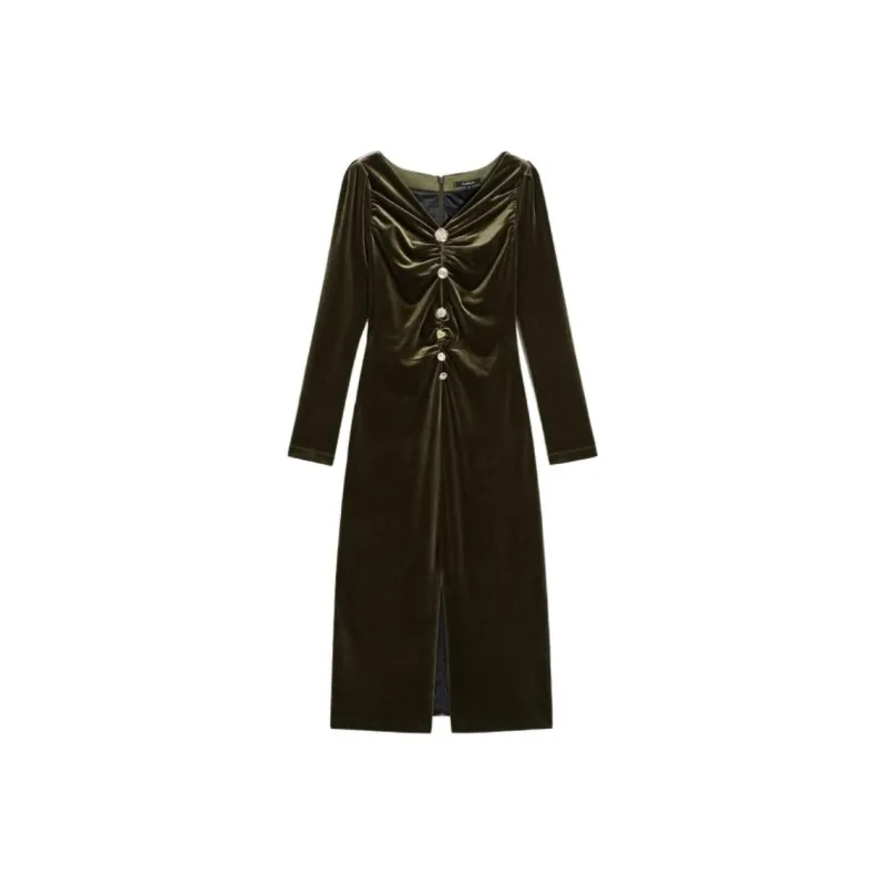 Bebe FW24 Long Sleeved Dresses Women's Army Green-0