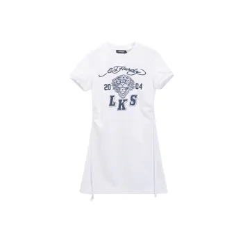 Ed Hardy Short Sleeved Dress Women's White