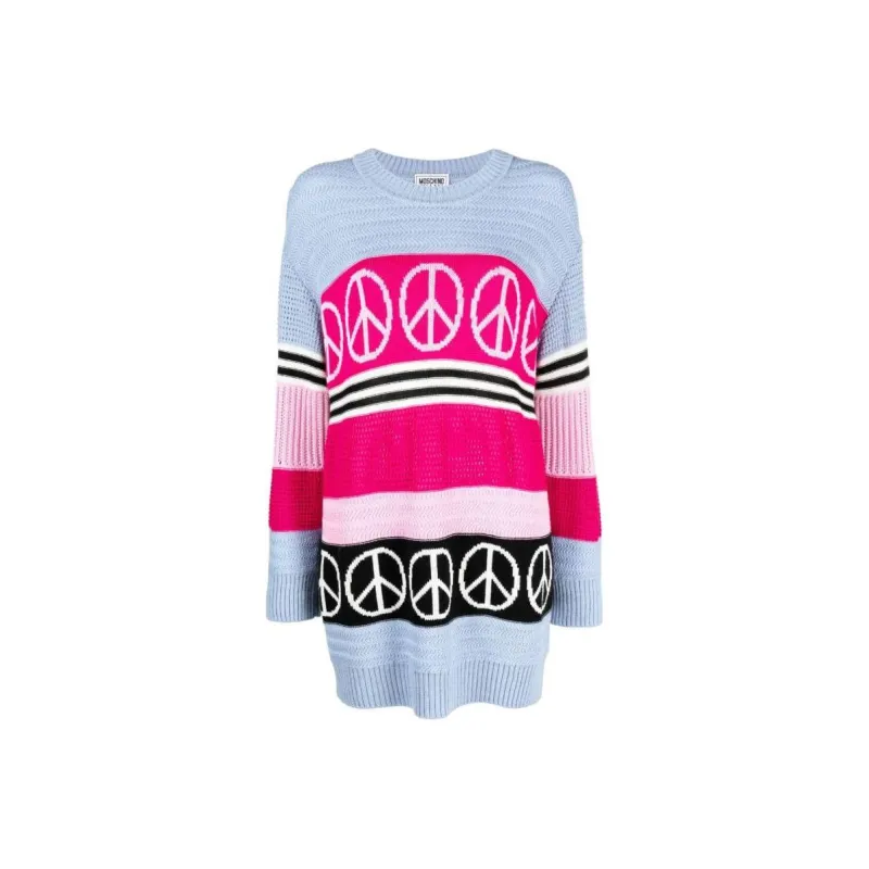 MOSCHINO Peace Sign Colour block Sweater Dress-0