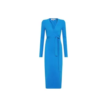 DVF Diane Von Furstenberg DVF Long-Sleeved Dresses Women's Peacock Blue