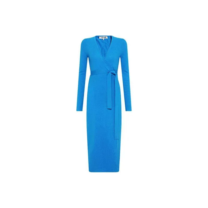 DVF Diane Von Furstenberg DVF Long-Sleeved Dresses Women's Peacock Blue-0