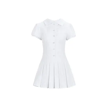 Vine Color Short Sleeved Dress Women's White