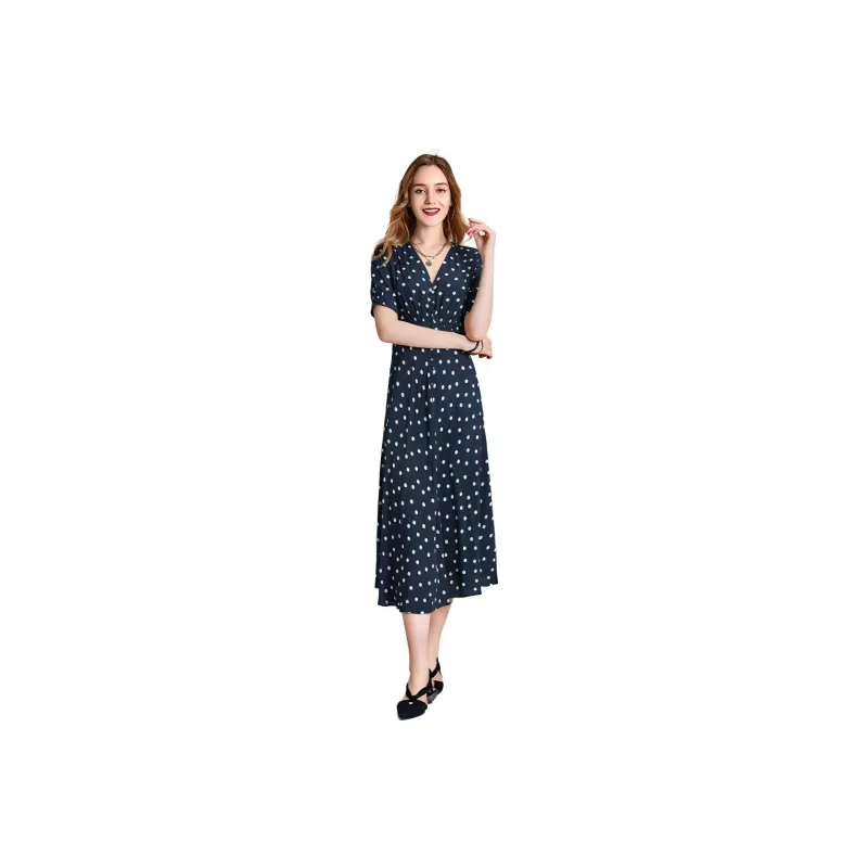HAVVA Short Sleeved Dresses Women's Polka Dot-0