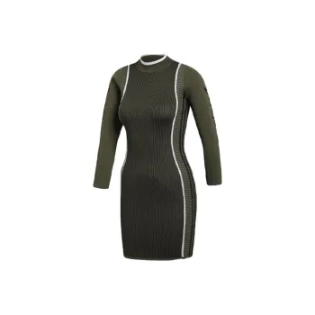 Adidas Originals Long Sleeved Dresses Women's Olive Green