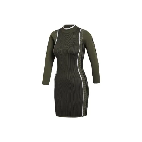 Adidas Originals Long Sleeved Dresses Women's Olive Green