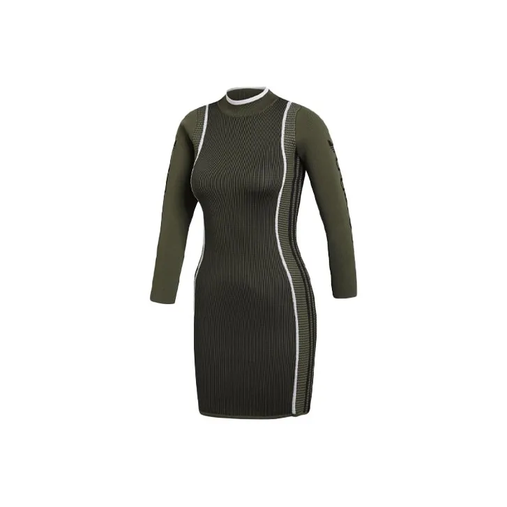 Adidas Originals Long Sleeved Dresses Women's Olive Green-0