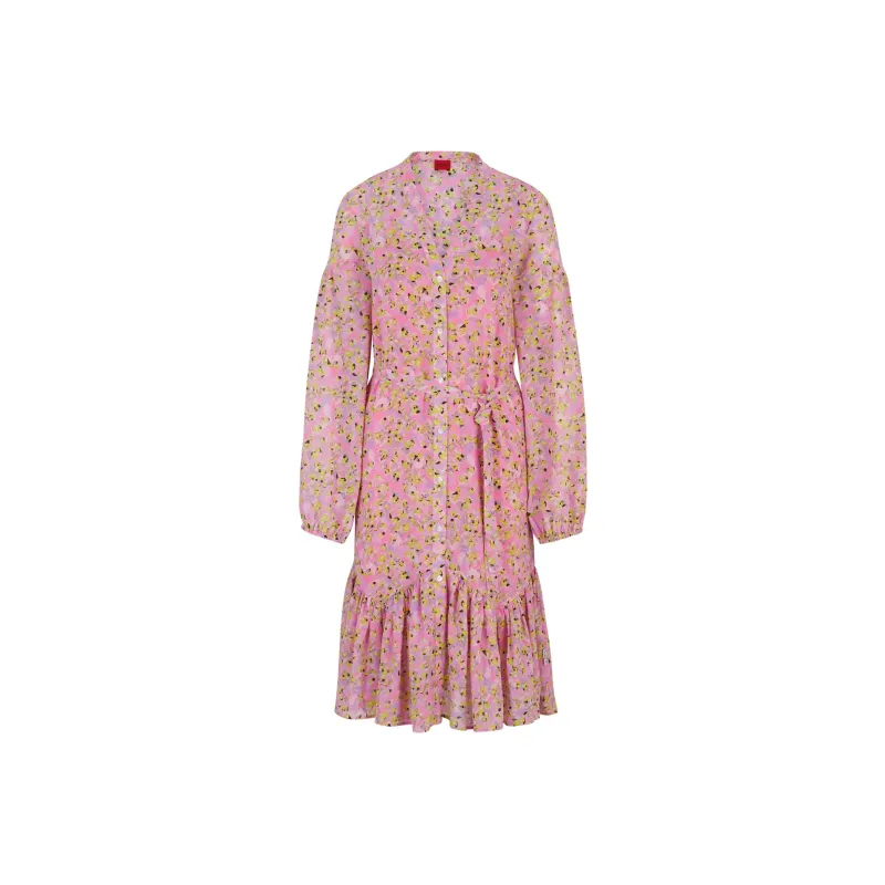 Boss Floral print Belted Midi Dress-0