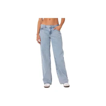 Edikted Raelynn Washed Low Rise Jeans Women's Light Blue