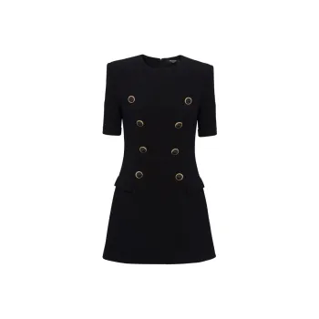 BALMAIN 8 Button Crepe Dress