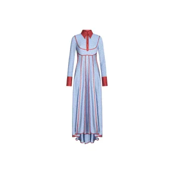 ETRO Midi Dress With Bib Detail Long-Sleeved Dresses Women's Blue