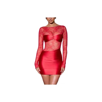 OH POLLY SS25 Eliette Long-Sleeved Dresses Women's Red/Red