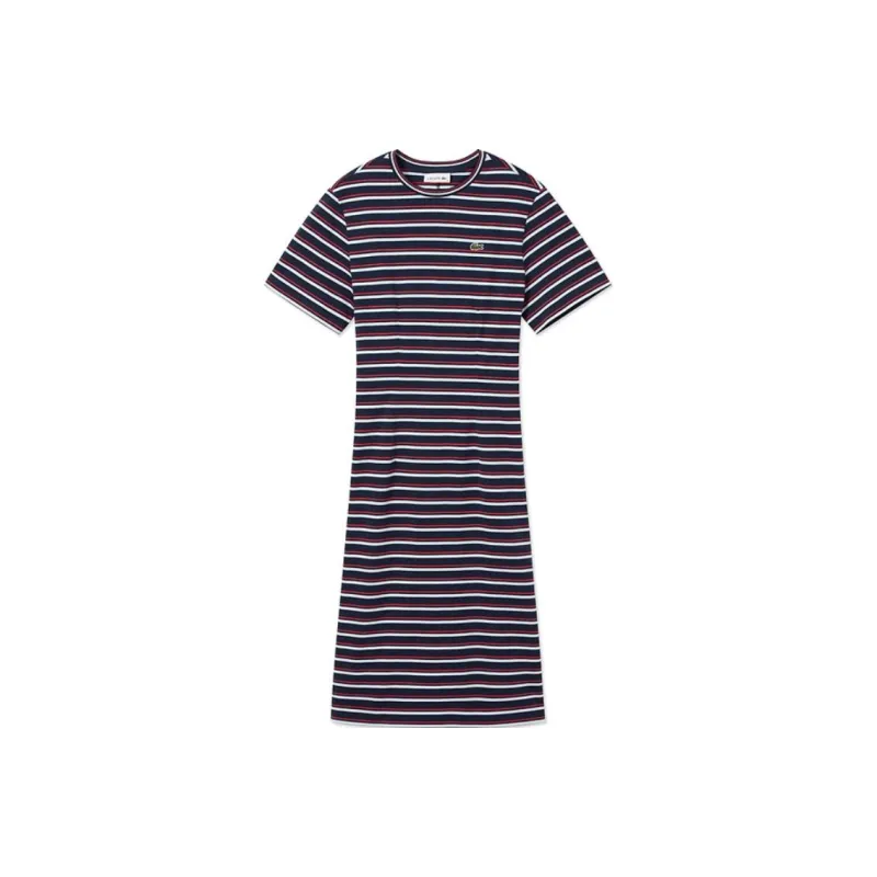 LACOSTE SS25 Short Sleeved Dresses Women's Red White/Dark Blue-0