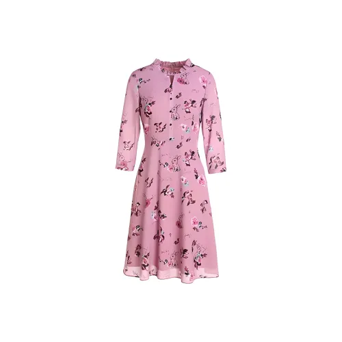 QIAOWANNI Long Sleeved Dresses Women's Alice Dreaming Wonderland Pink Bunny
