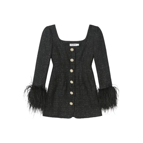 Self-portrait Feather-detailed Bouclé Minidress