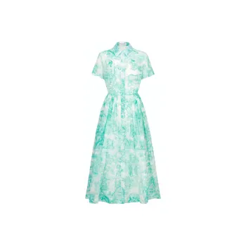 DIOR Short Sleeved Dress Women's Sea Blue