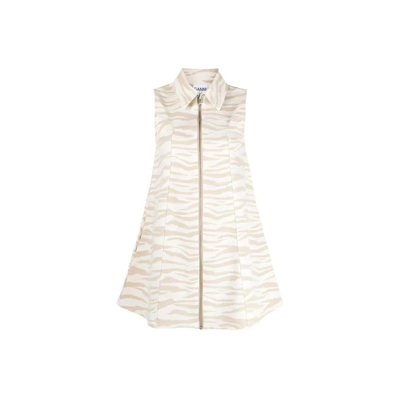 GANNI Zebra Printed Sleeveless Mini Dress-0