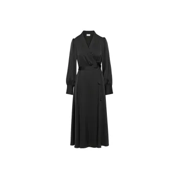 ARITZIA Babaton Hyde Satin Midi Dress Long-Sleeved Dresses Women's BLACK/Black