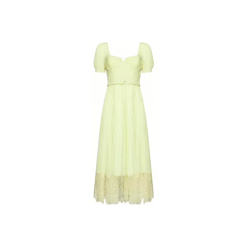 Self portrait Short Sleeved Dresses Women's Yellow-0