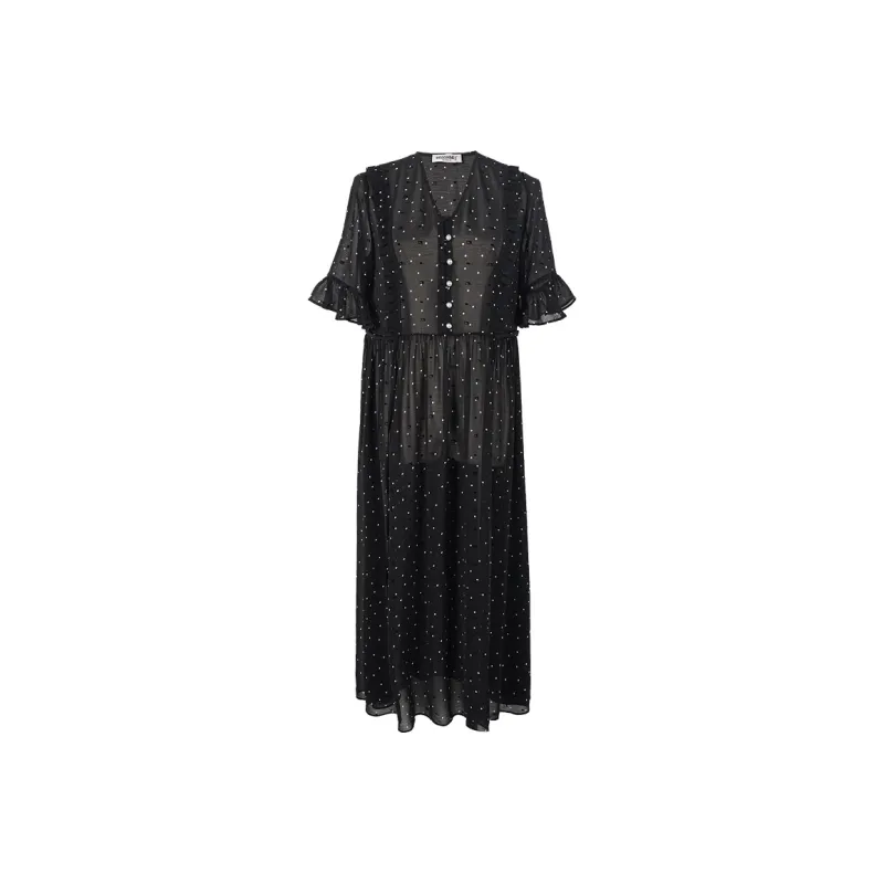 MISSSHINE Short-Sleeved Dresses Women's Black And White Polka Dot-0