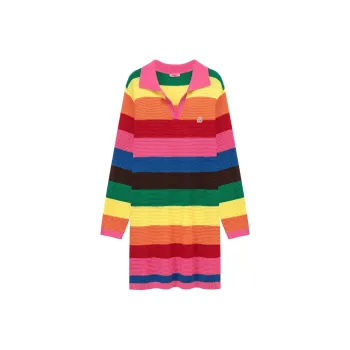 CHUU Long Sleeved Dresses Women's Rainbow Stripes