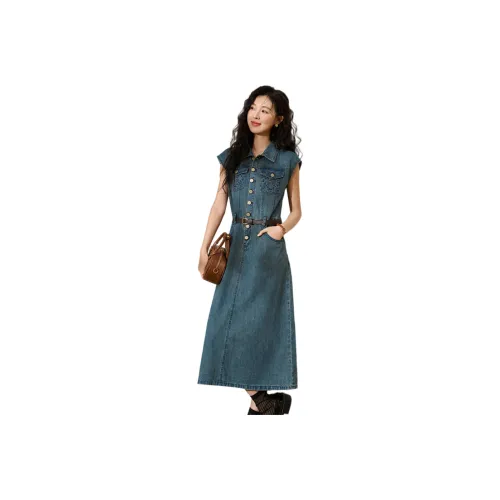 MISHOW Sleeveless Dress Women's Vintage Blue
