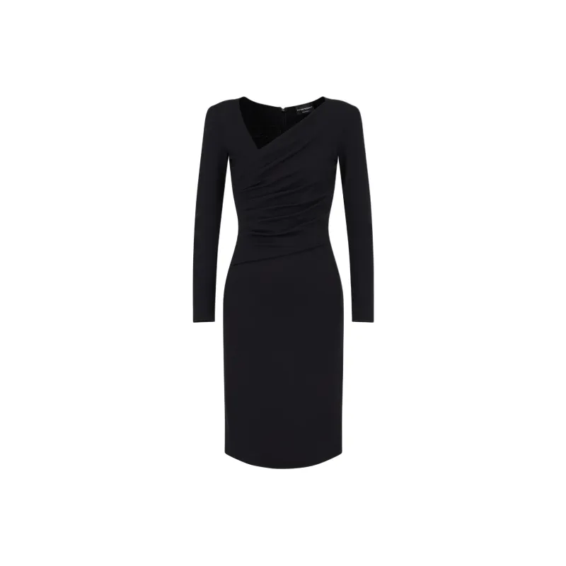 EMPORIO ARMANI Stretch Milano Stitch Fabric Dress With Asymmetric Cross over And Draping-0