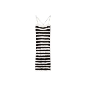 Tommy Hilfiger Slip Dresses Women's Black White Stripes