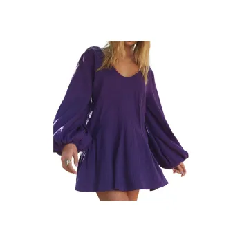 FREE PEOPLE Bayside Mini Long-Sleeved Dresses Women's Petunia/Multicolor