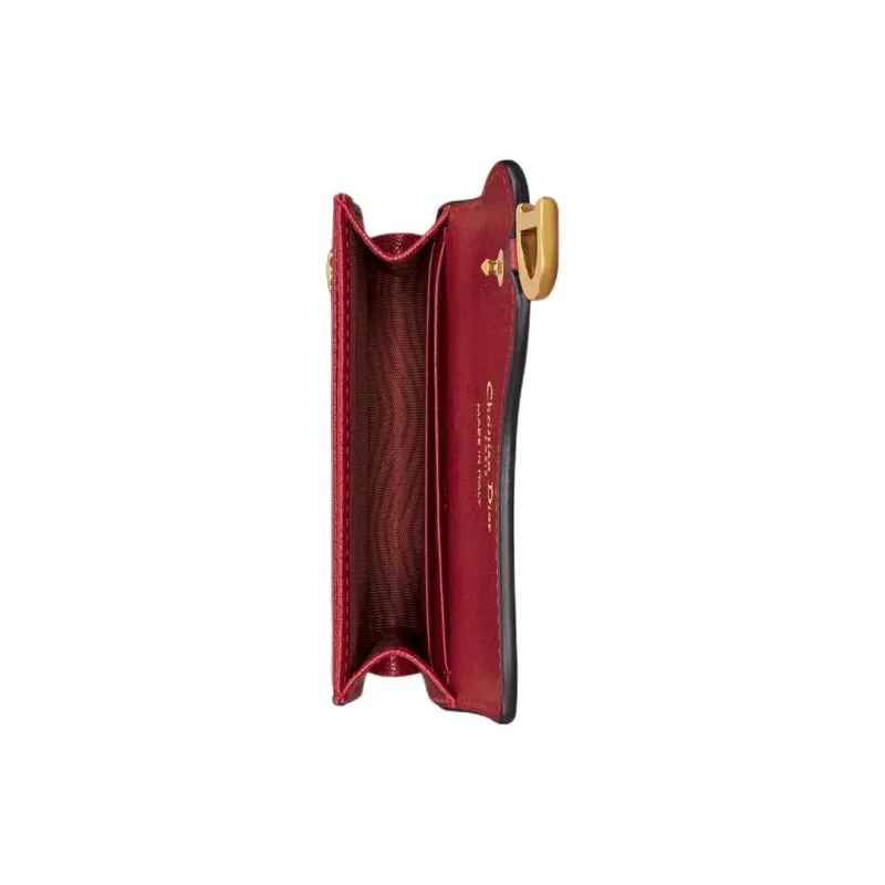 DIOR Saddle Goatskin Card Holder Women's Cherry Red-3