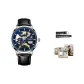 Silver Case with Blue Dial and Leather Strap[Includes Packaging]
