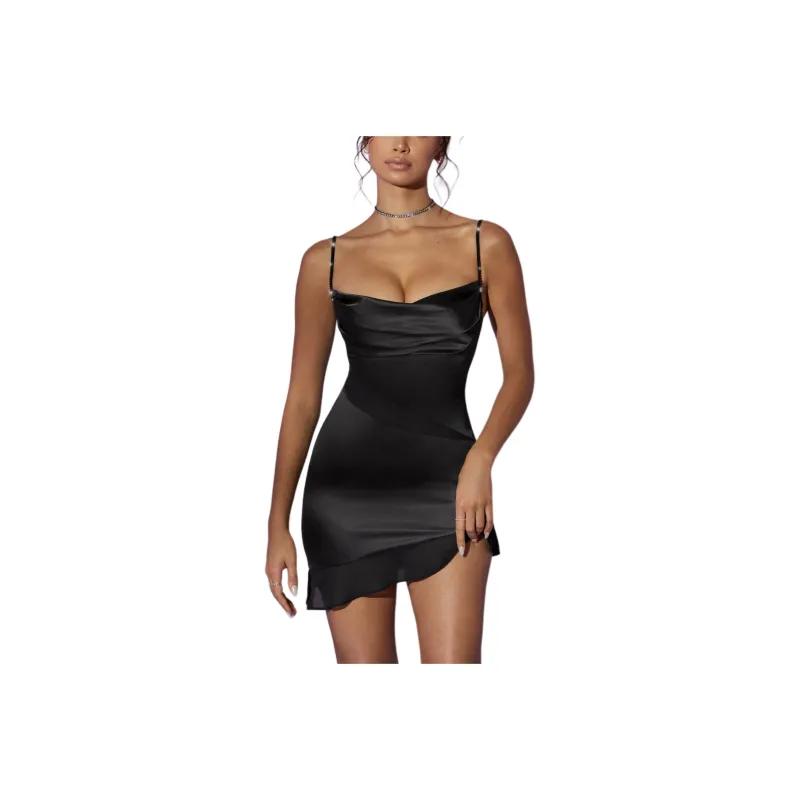 OH POLLY ONYX Slip Dresses Women's Black-0