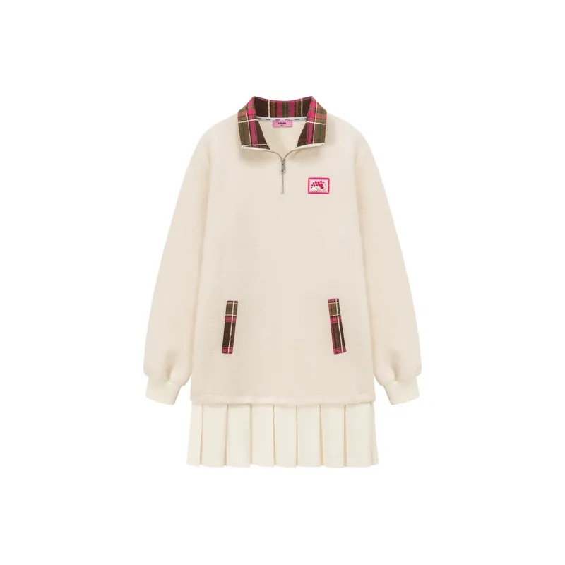 CHUU Long Sleeved Dresses Women's Beige Apricot-0