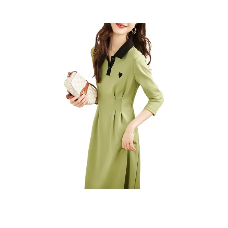 Mo Han Yi Mei Long Sleeved Dress Women's Green-0