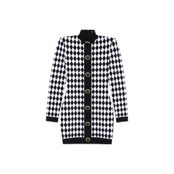 BALMAIN Long-Sleeved Dresses Women's Black White