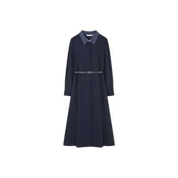 IHIMI Long Sleeved Dress Women's Navy Blue