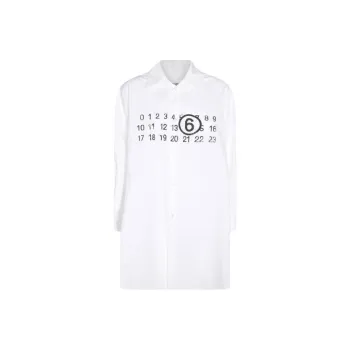 MM6 Maison Margiela Logo Printed Midi Shirt Dress