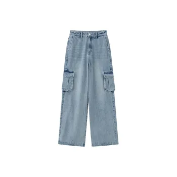 ZHOUMIAO Jeans Women's Washed Light Blue
