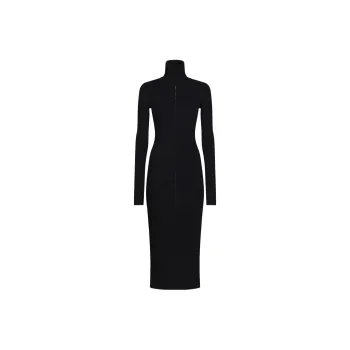 MARNI Turtleneck Ribbed-Knit Long-Sleeved Dress
