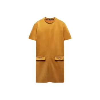 ZARA Short-Sleeved Dresses Women's Dark Orange