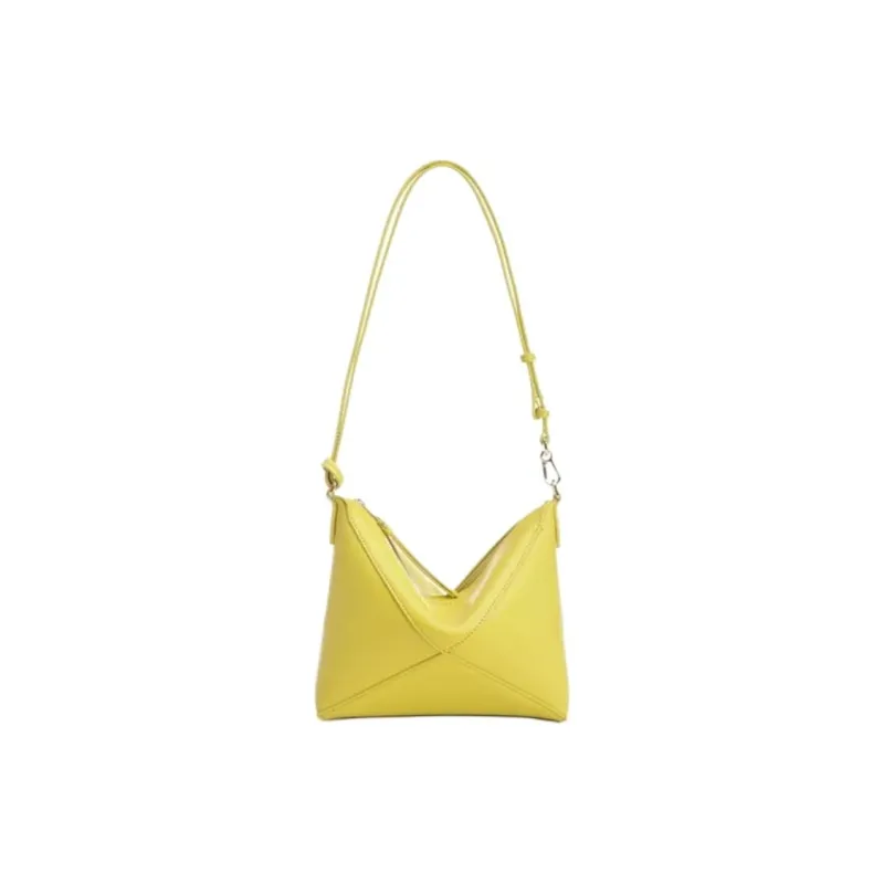 LOEWE Puzzle Fold Cow Leather Shoulder Bag Women's Yellow-1
