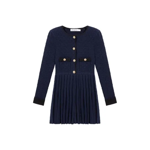 Self-portrait Long-Sleeved Dresses Women's Navy Blue