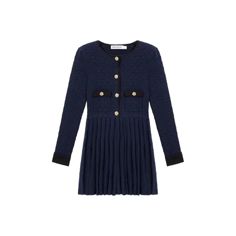 Self portrait Long Sleeved Dresses Women's Navy Blue-0