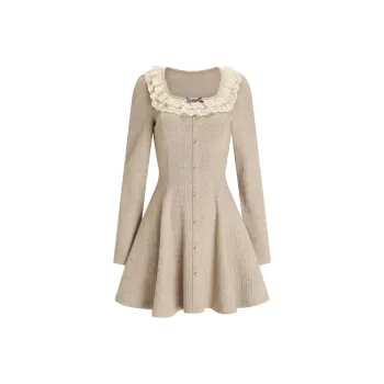 AFGGD Long Sleeved Dresses Women's Milk Tea