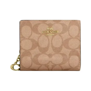 COACH Snap Wallet Canvas Wallet Mini Women's Brown