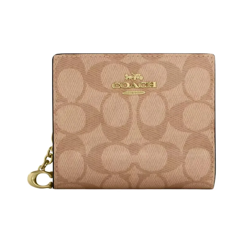COACH Snap Wallet Canvas Wallet Mini Women's Brown-0