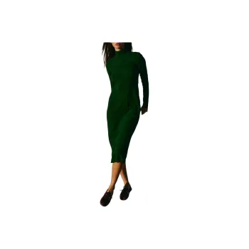 FREE PEOPLE Good Feels Mockneck Midi Long-Sleeved Dresses Women's Spruced Up/Neat Green