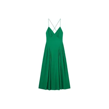 Self-portrait Lace-up Pleated Maxi Dress
